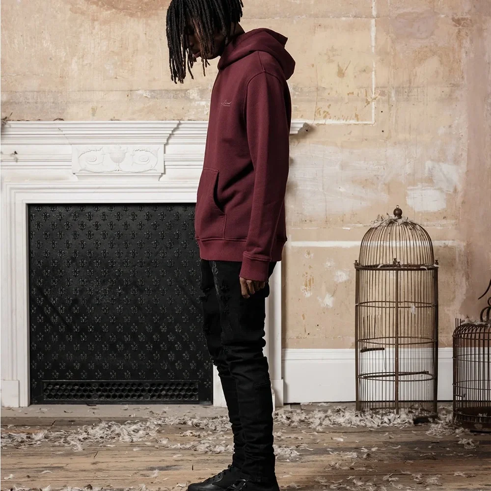 Only The Blind London MAROON ESSENTIAL HOODIE S Maroon Color Men Small Fashion - Picture 5 of 13